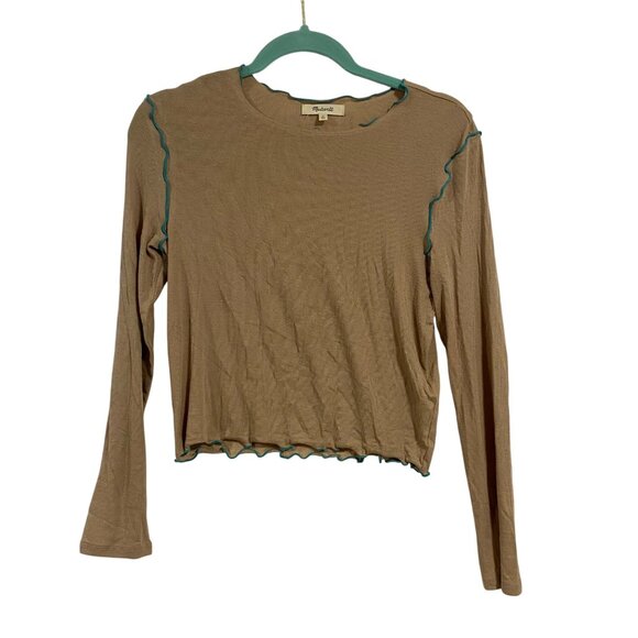 Madewell Women's‎ Contrast Stitched Crewneck Crop Top Size S - Picture 1 of 8